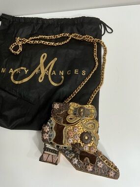 MARY FRANCES Embellished Boot Mini Crossbody Bag Beaded Western Novelty Purse
